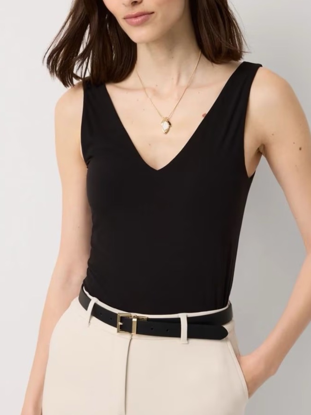 WHBM FORME All Ways Stretch Dual Neck Tank Navy